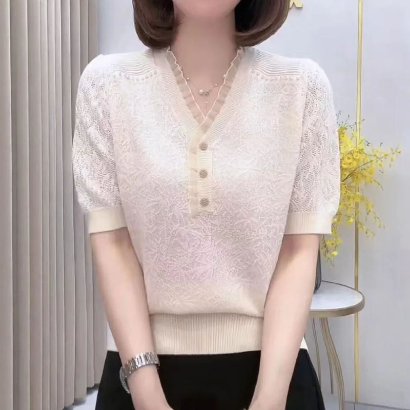 Summer Days Clothing - Fashion Short Beading Sleeve Knitted Sweater