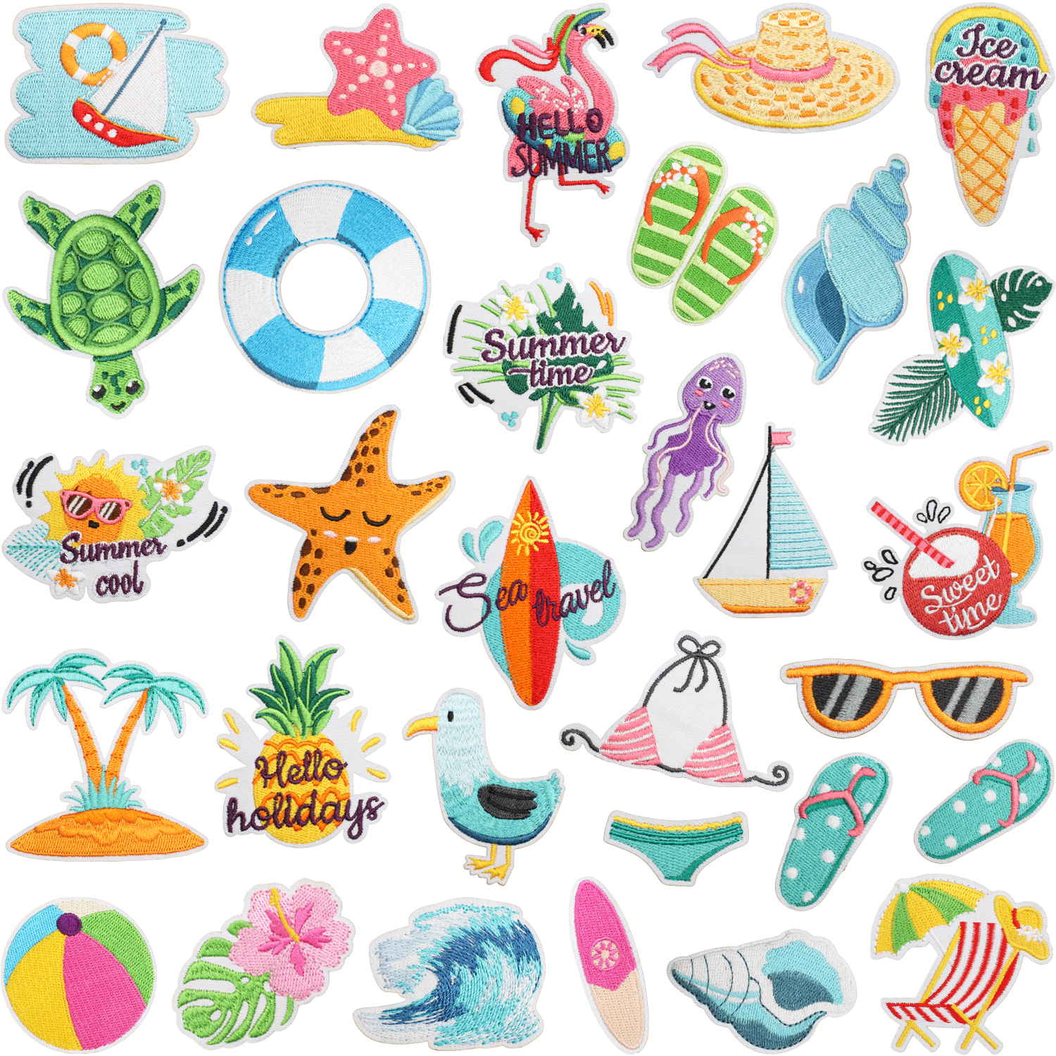 Summer Clothing Pictures - Summer Time Sea 10 Pcs Embroidered