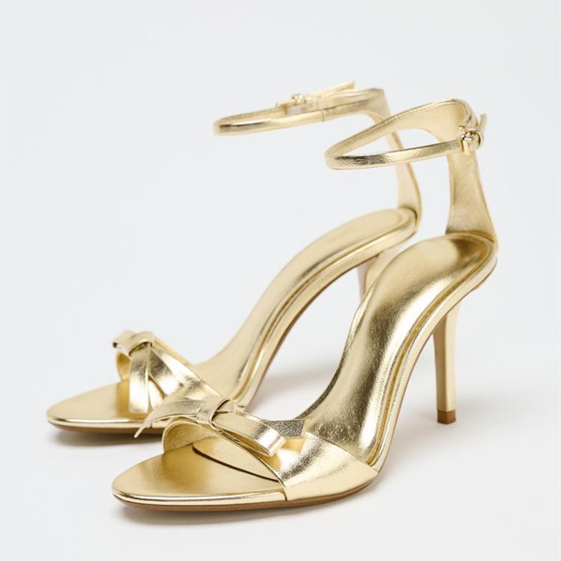 Summer Clothing Brands - Elegant Golden Bow Brand High Heeled