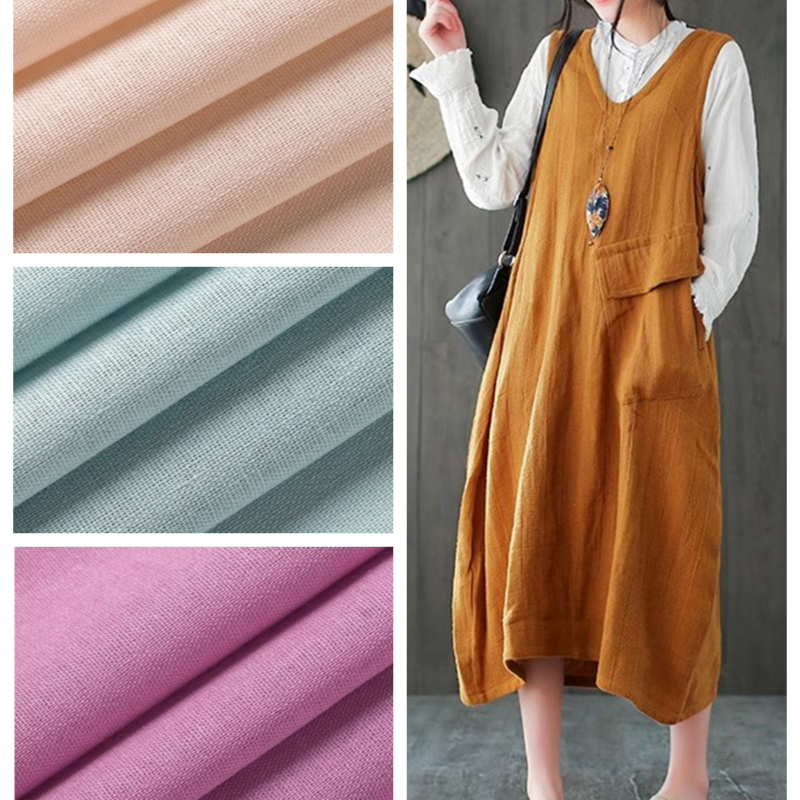 Soft Summer Yellow Clothing - Plain Cotton Linen Fabric Soft By