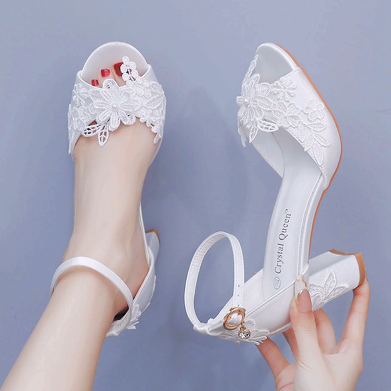 Summer Clothing Modest - Women White Silk High Heels Summer