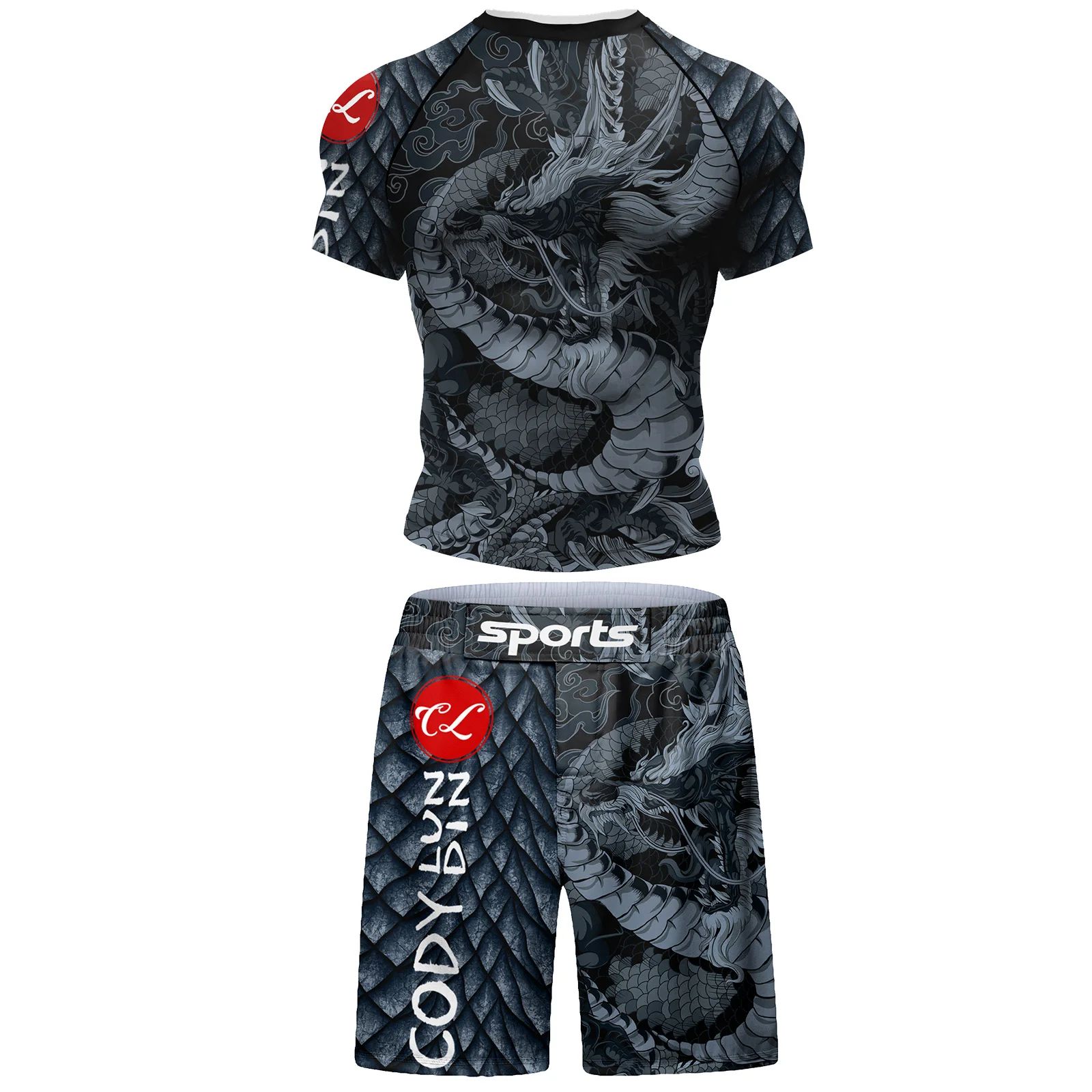 Summer Clothing Haul - Bjj Mma T-Shirt+Shorts Sets Boxing Sportswear