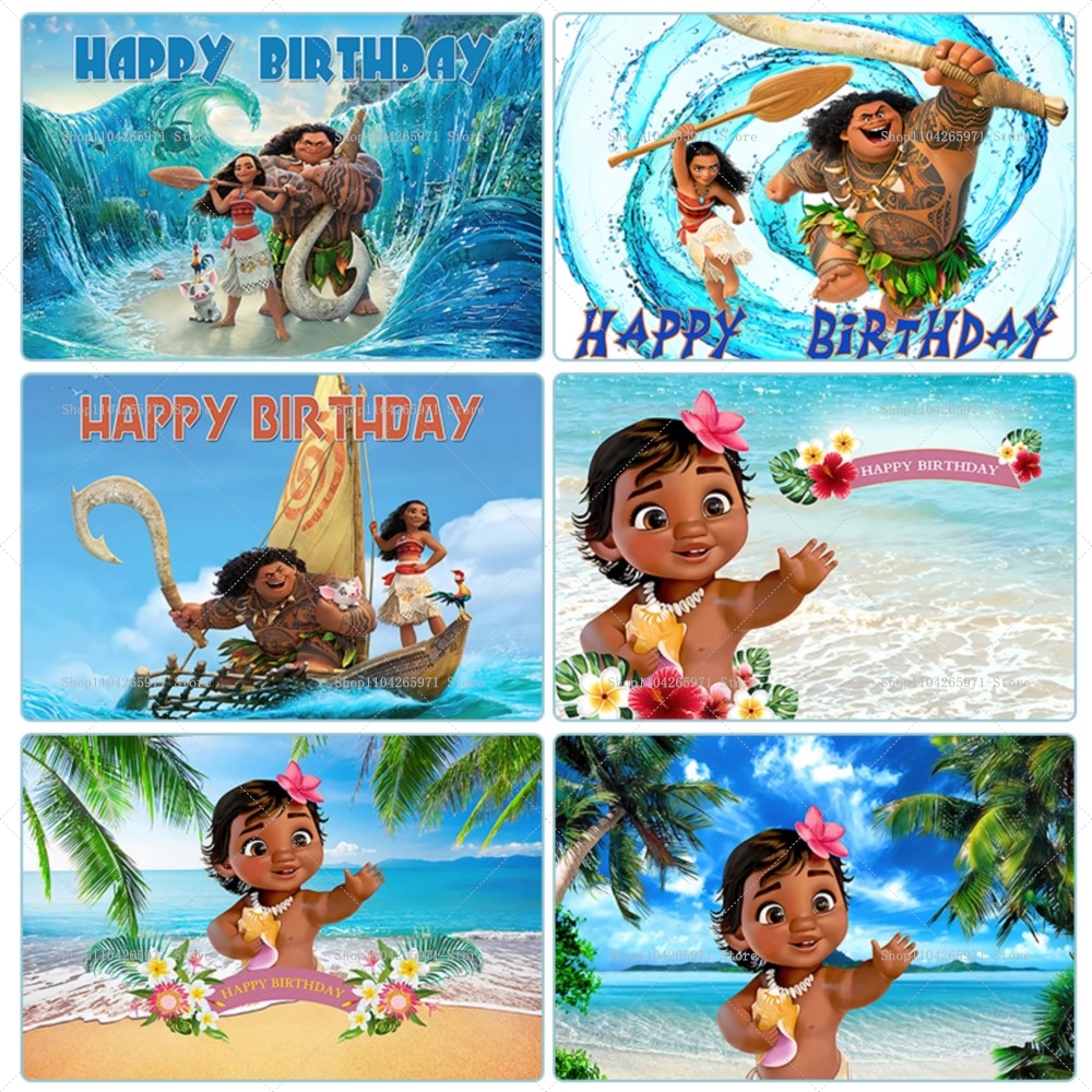 Summer Clothing For Baby Boy - Baby Moana Theme Summer Birthday Backdrop