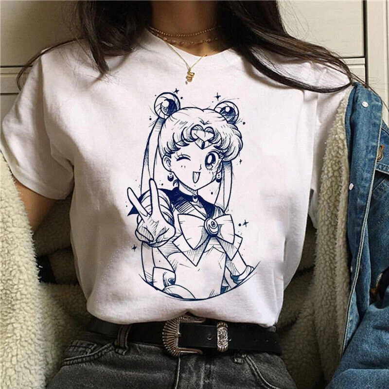 Summer Clothing Trends For Women - T Shirt 90s Anime Sailor Moon