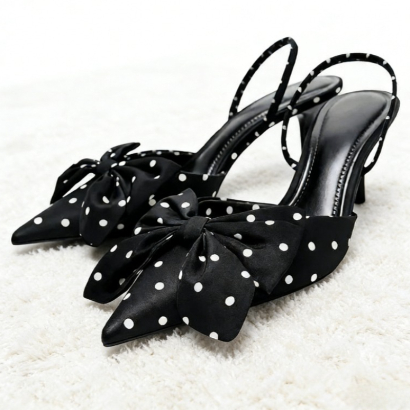 Summer Clothing Brands - Brown Polka Dot Butterfly Knot Decoration