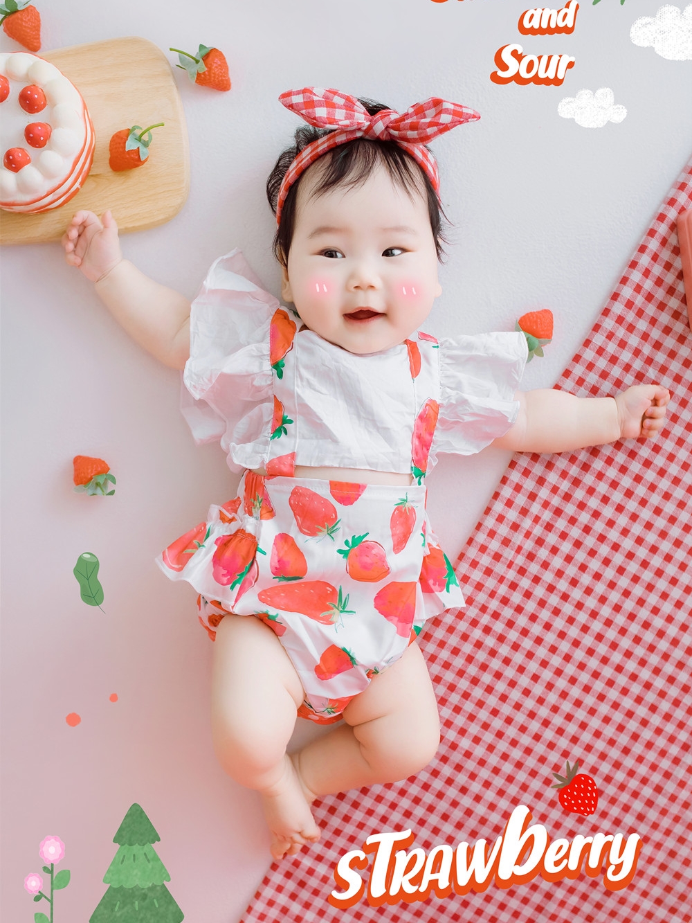 Summer Clothing Baby - Childrens photography themed clothing summer strawberry
