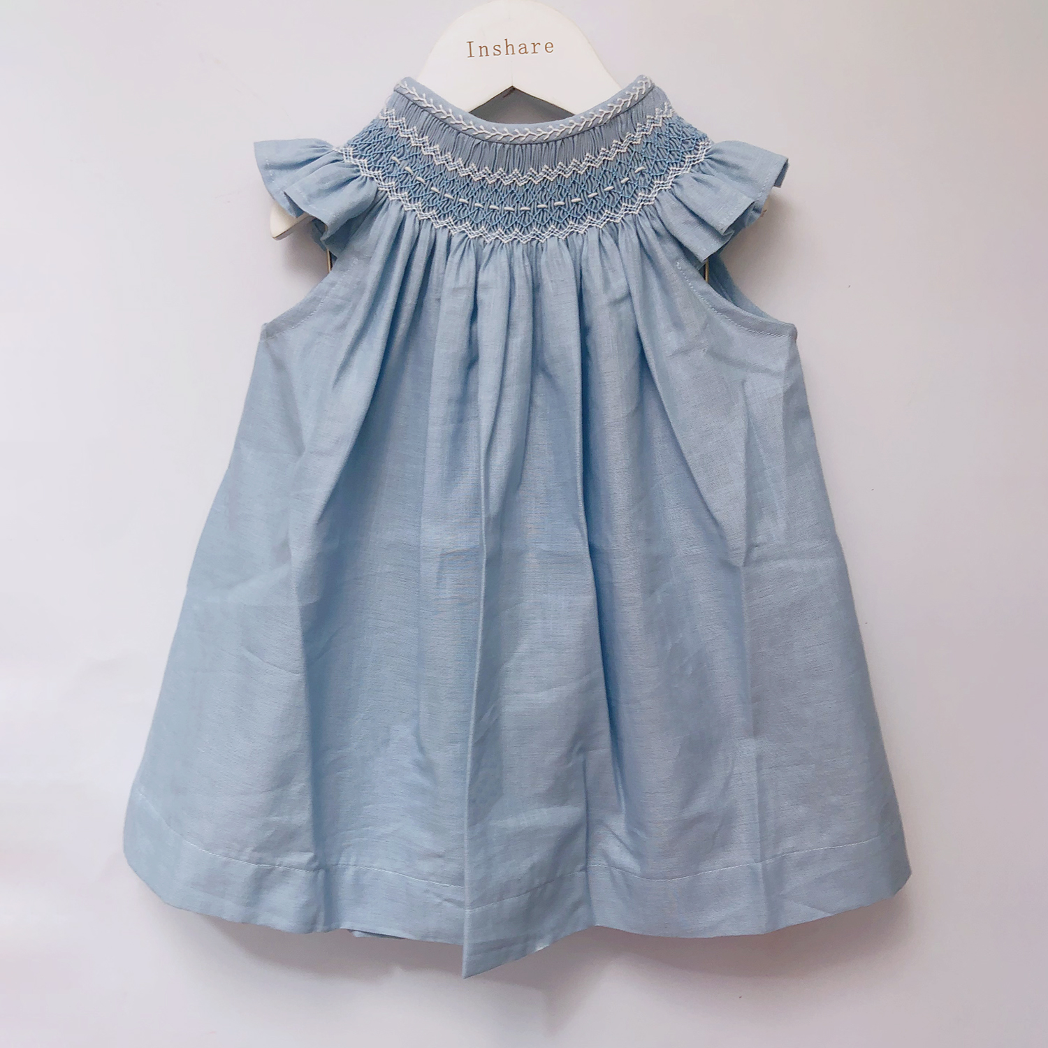 Summer Clothing Boutiques - Girls Smocking Bishop Dress Summer Blue
