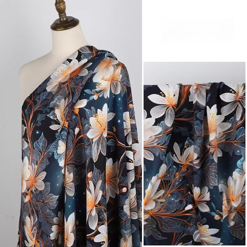 3D Printed Flower Rayon Fabric - đánh giá và giá Soft Summer Yellow Clothing