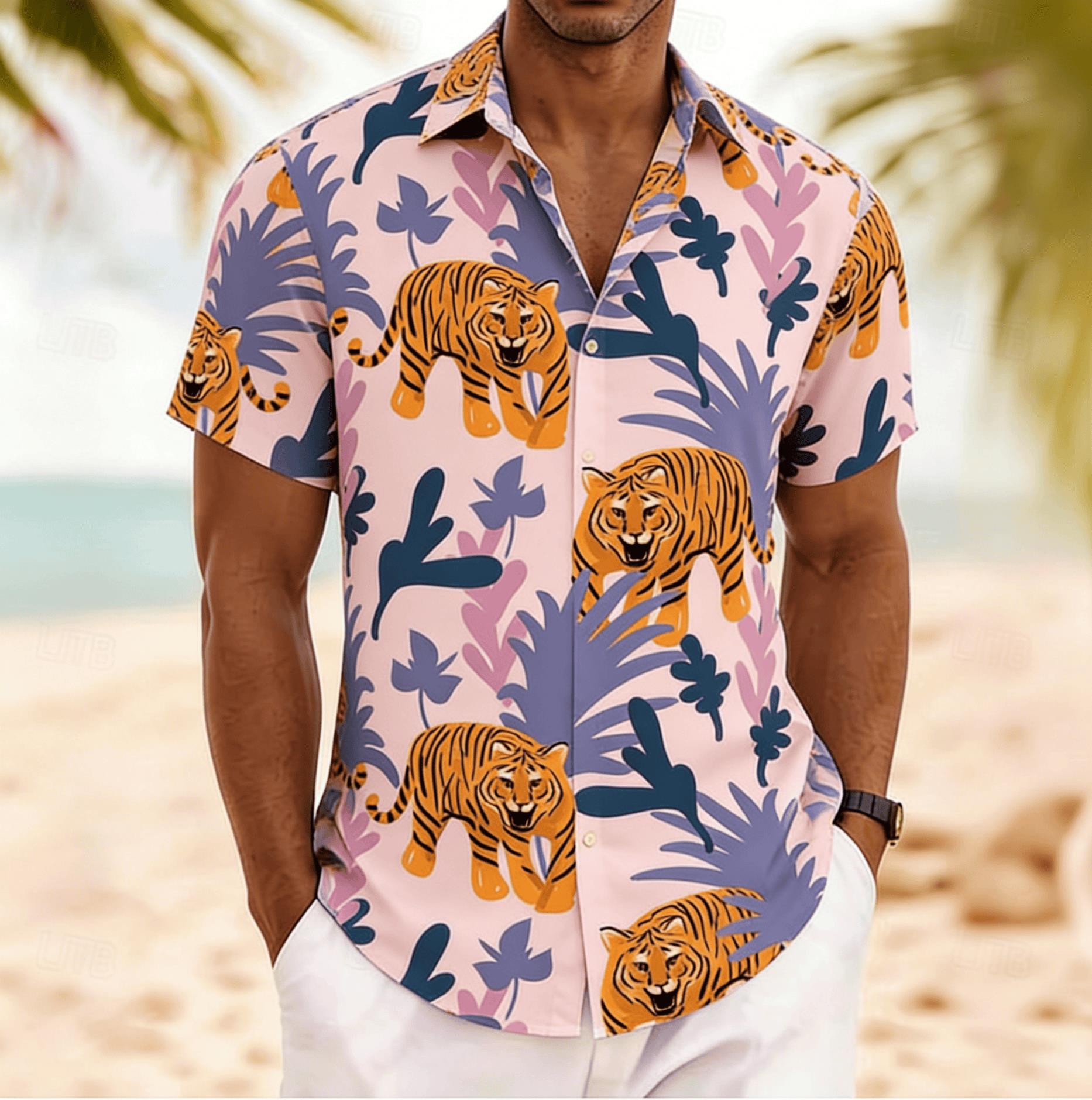 Men's Tiger Tropical Plant Pri - đánh giá và giá Beach Shirt Hawaiian