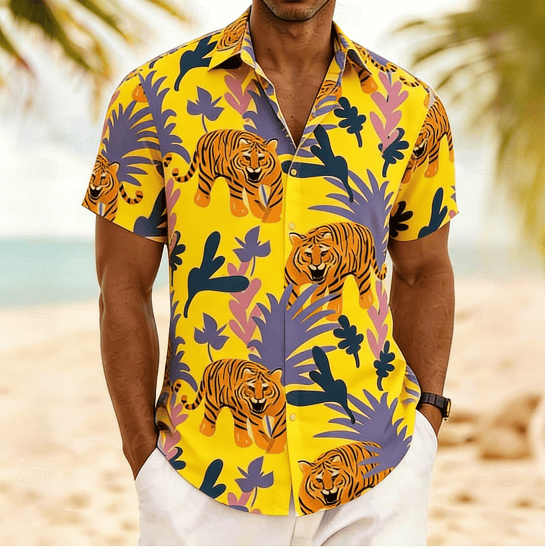 Men's Tiger Tropical Plant Pri - đánh giá và giá Beach Shirt Hawaiian