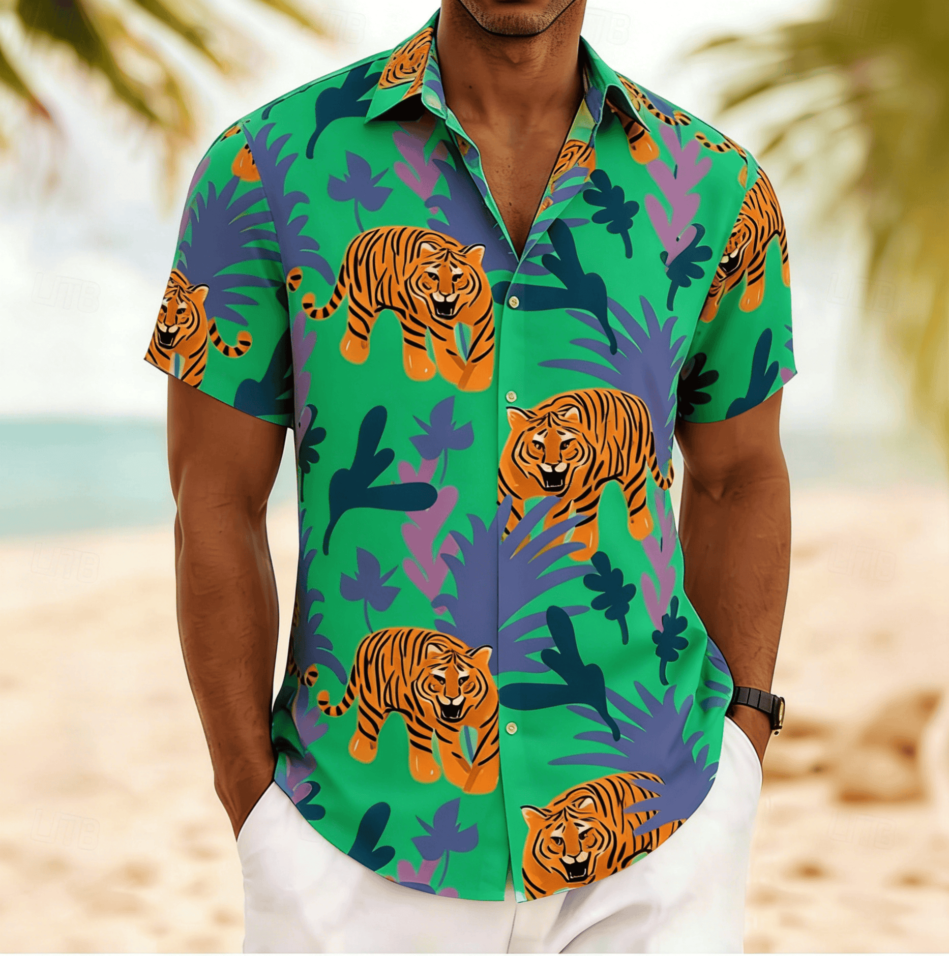 Men's Tiger Tropical Plant Pri - đánh giá và giá Beach Shirt Hawaiian