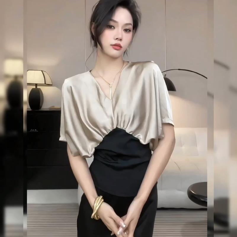 V Neck Contrast Patchwork Plea - đánh giá và giá Summer Clothing Trends For Women