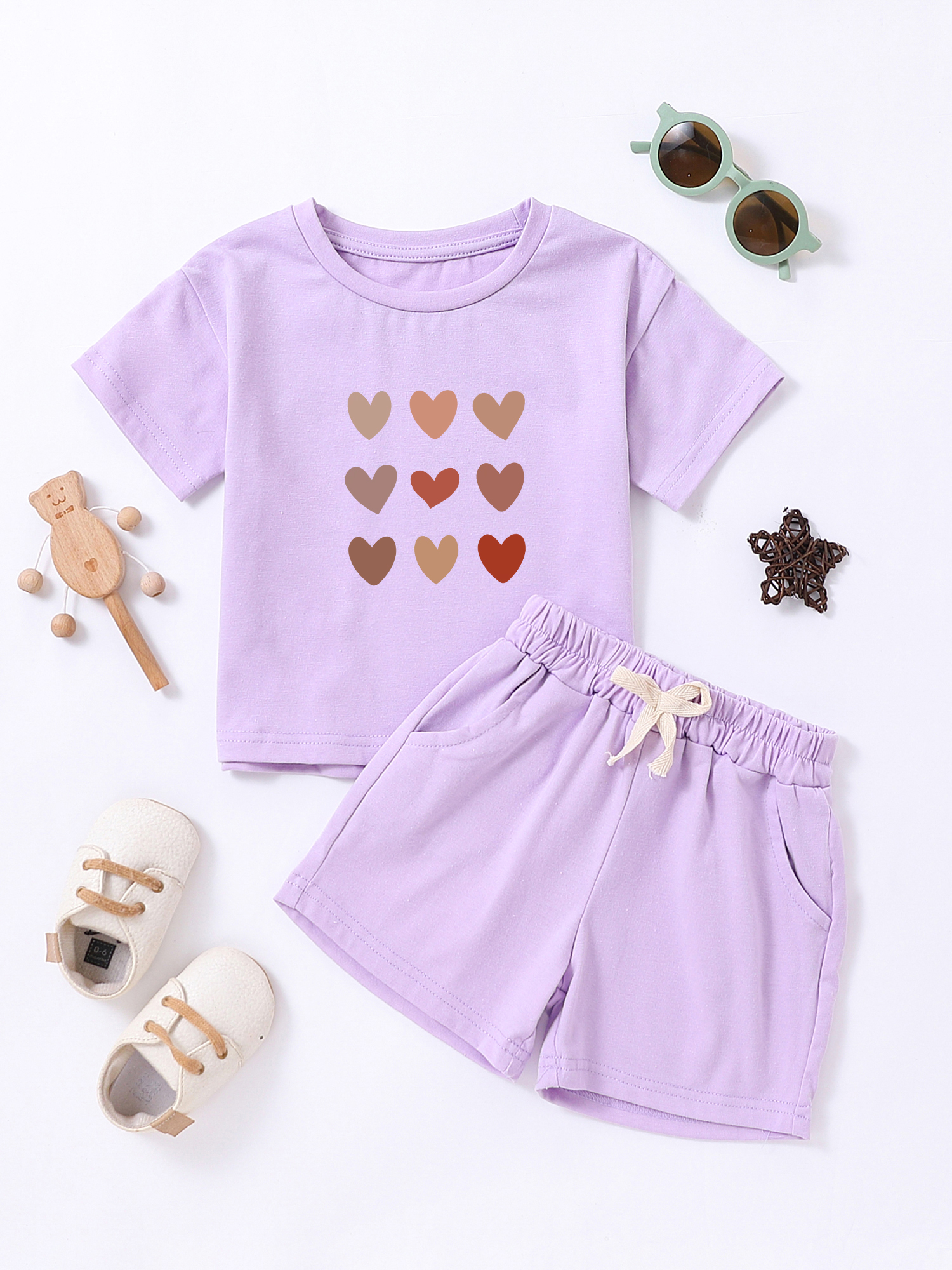 Girls 2Pcs Sets Heart Print Su - đánh giá và giá Summer Clothing Haul