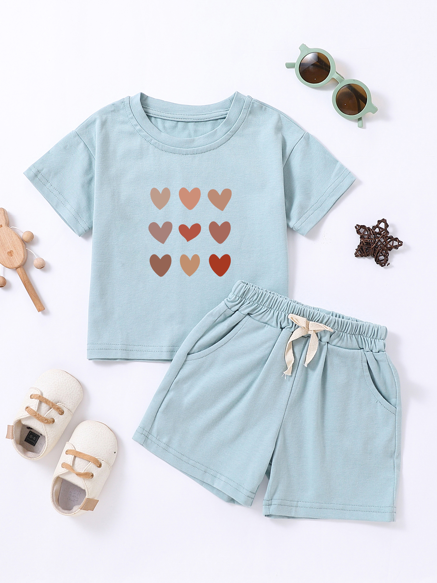 Girls 2Pcs Sets Heart Print Su - đánh giá và giá Summer Clothing Haul