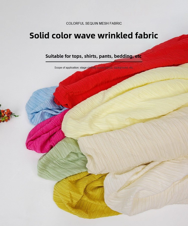 Plain Chiffon Pleated Fabric B - đánh giá và giá Soft Summer Yellow Clothing