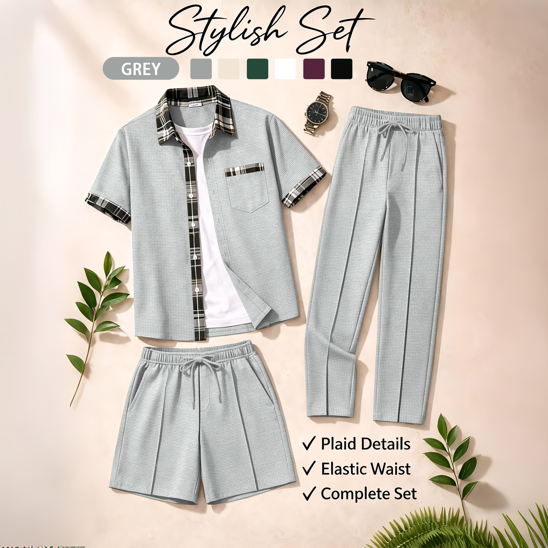Men's 3 Piece Waffle Knit Trac - đánh giá và giá Summer Clothing Types