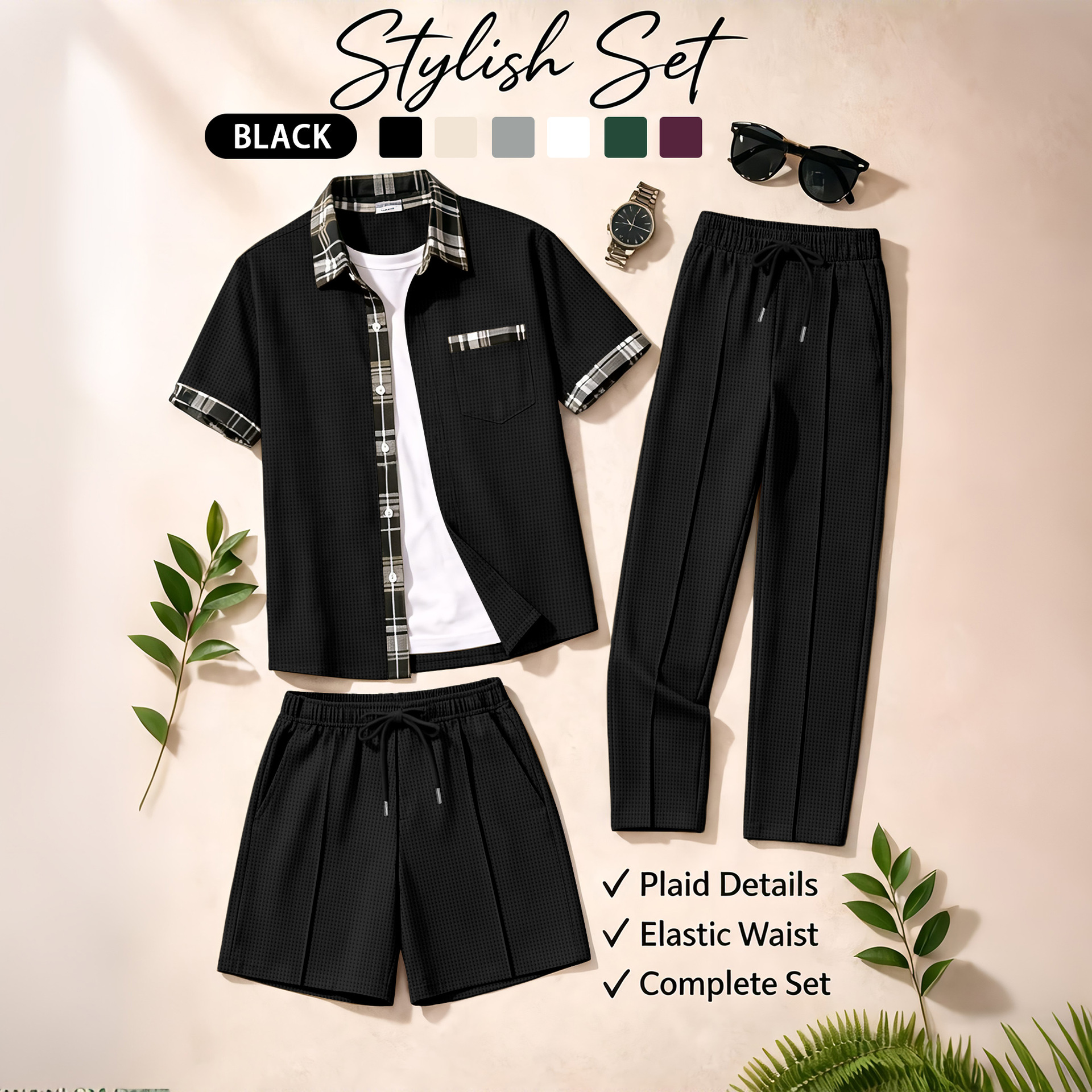 Men's 3 Piece Waffle Knit Trac - đánh giá và giá Summer Clothing Types