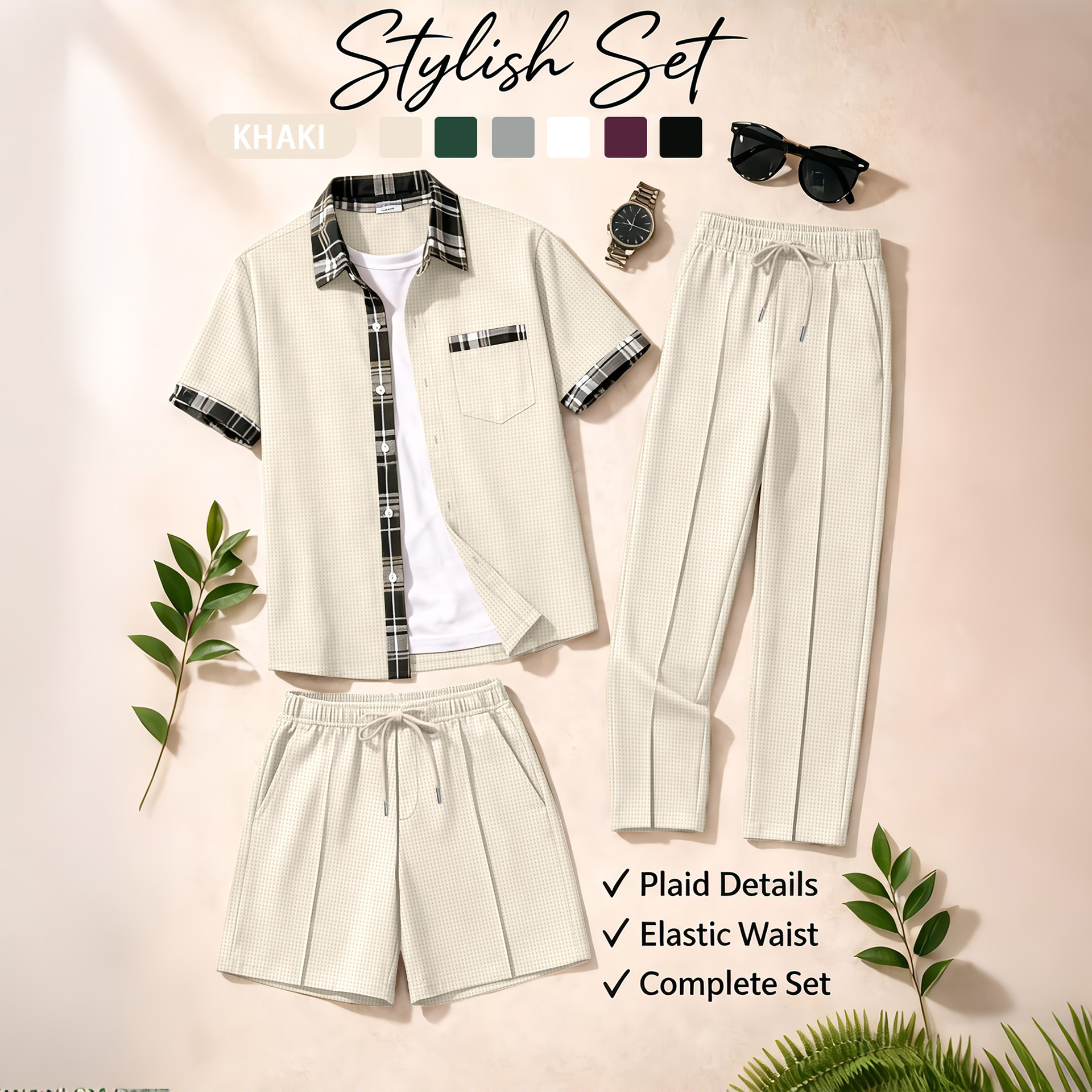 Men's 3 Piece Waffle Knit Trac - đánh giá và giá Summer Clothing Types