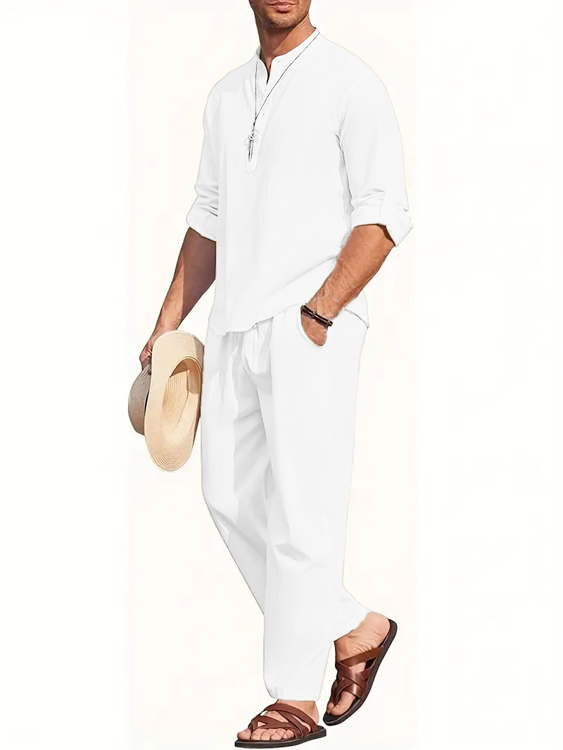 Men's White Linen Suit Set Lon - đánh giá và giá Summer Clothing Types