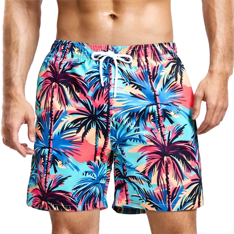 Colorful Palm Tree Print Mens  - đánh giá và giá Summer Vacation Clothing Men
