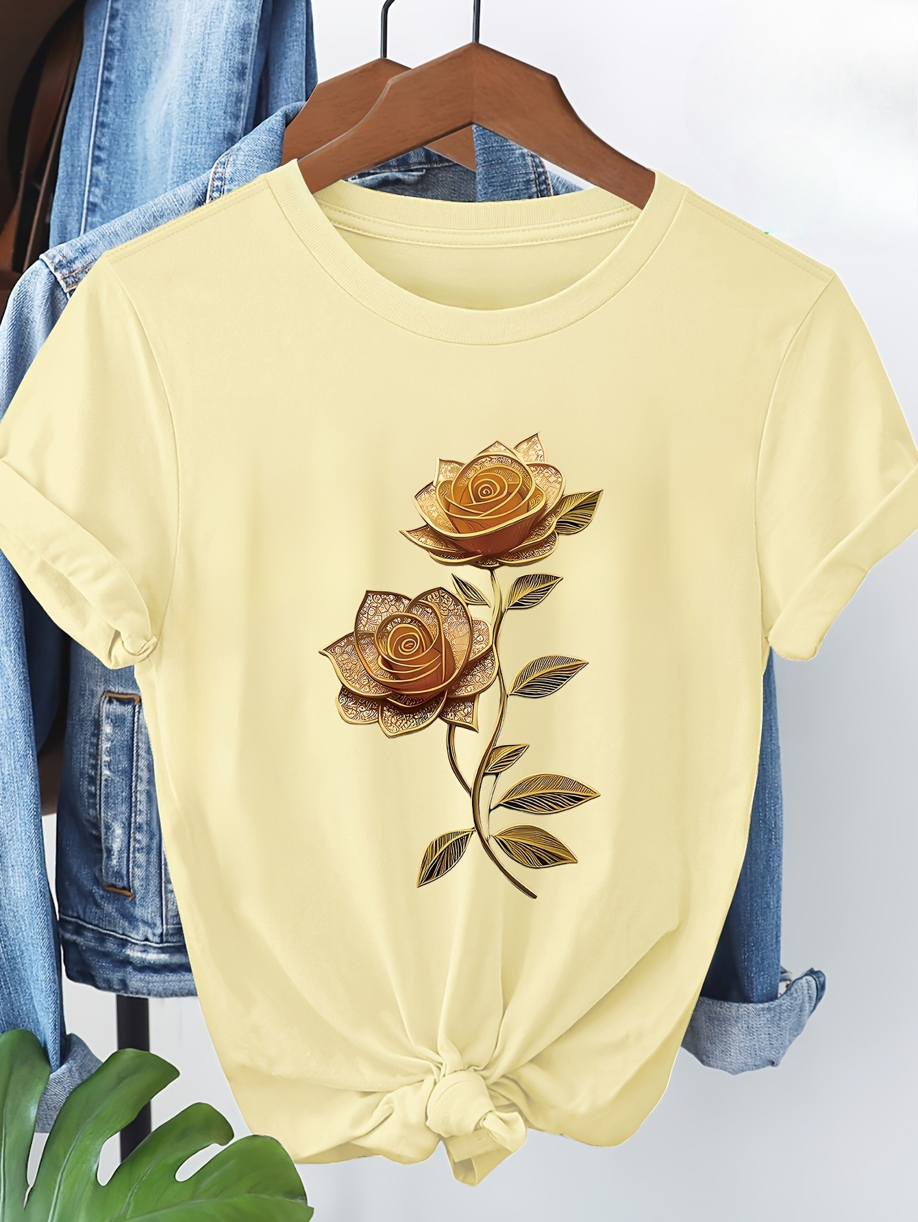 Women's Floral T-Shirt Golden  - đánh giá và giá Soft Summer Yellow Clothing