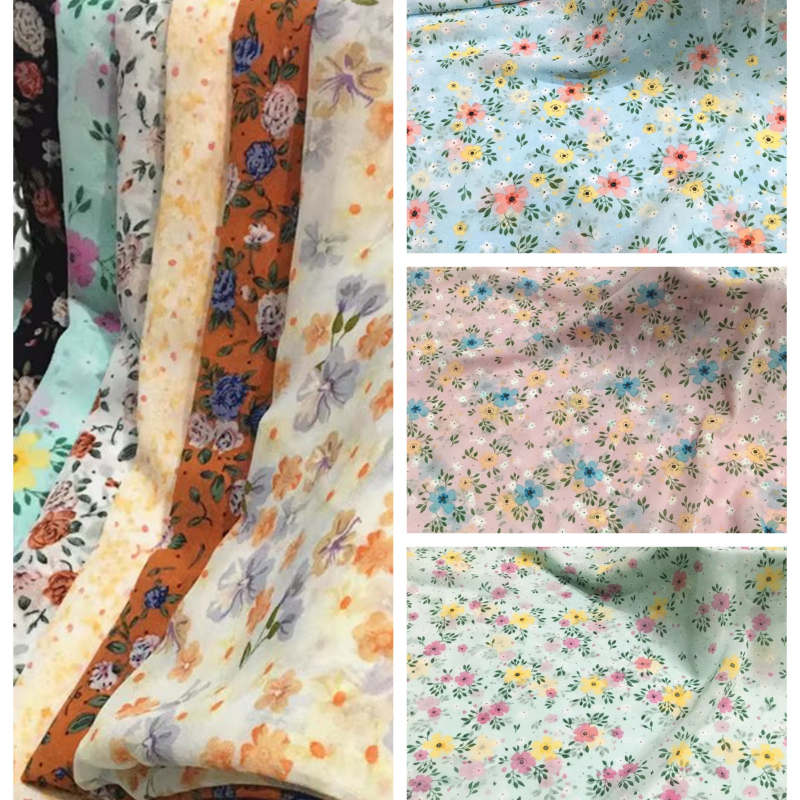 Flower Chiffon Fabric By The M - đánh giá và giá Soft Summer Yellow Clothing